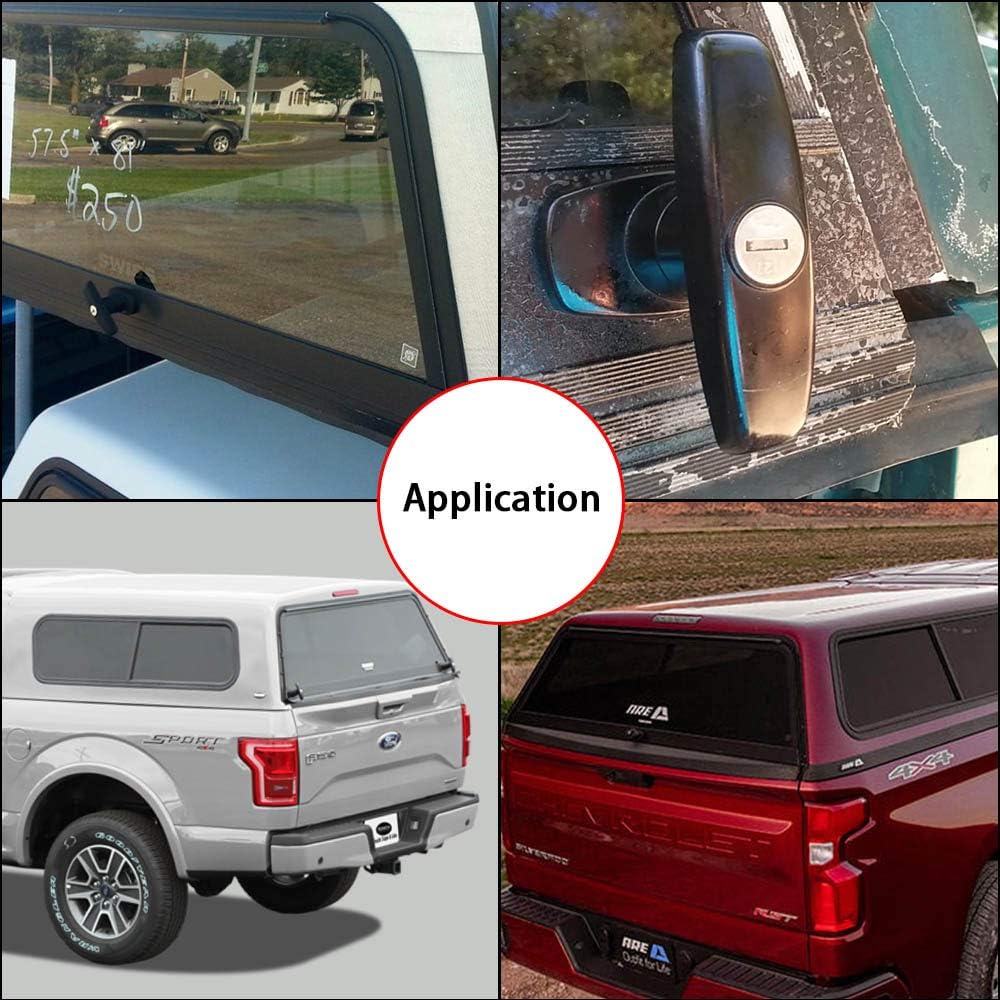 Pickup Truck Cap Topper Camper Shell Locking T-Handle -with 2 Keys for Most Brands of Truck caps, Toppers, Camper Tops Black Powder Coated Finish