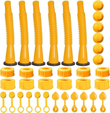 Gas Can Spout Replacement, Gas Can Nozzle,(6 Kit-Yellow) suitable for most 1/2/5/10 gal oil cans. Durable