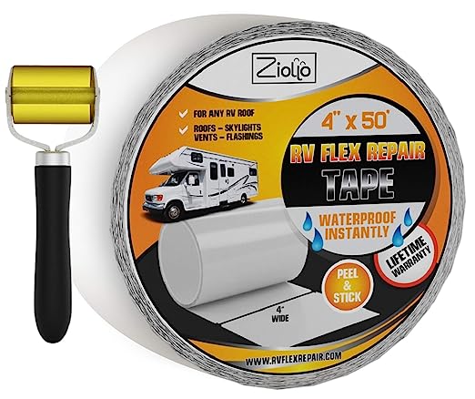 Ziollo RV Flex Repair Tape - Roof Seam Tape to Seal and Waterproof (White, 4-inch x 50 Foot Roll)