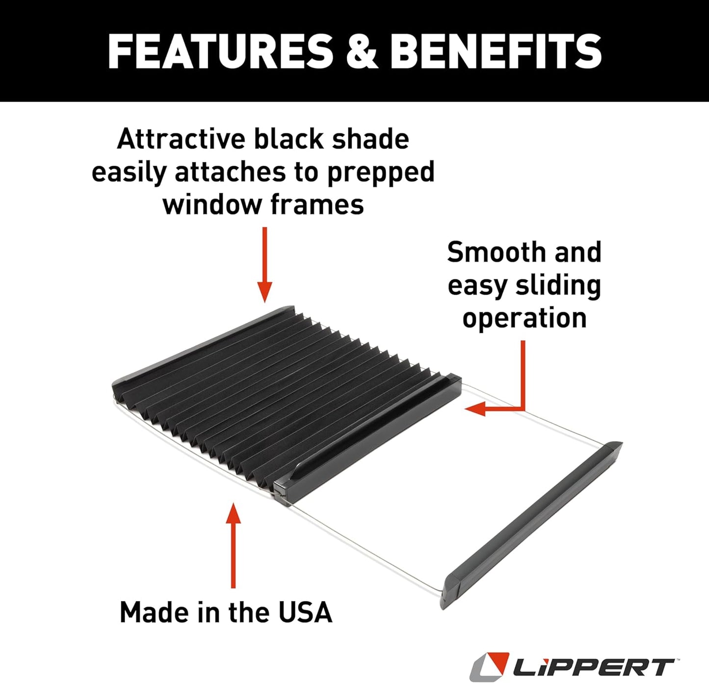 Lippert Thin Shade™ Ready for Prepped Lippert™ Entry Doors,Black