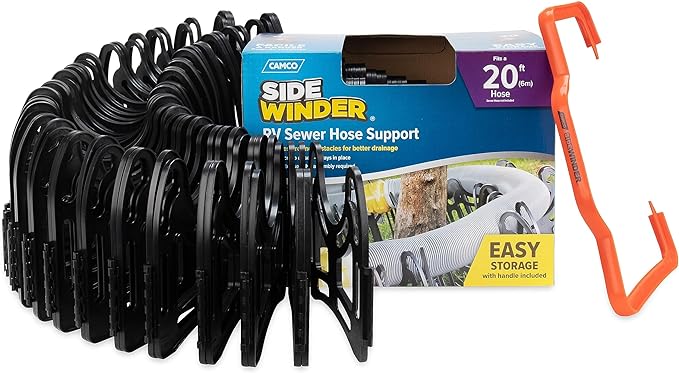 Camco Sidewinder 20-Ft Camper/RV Sewer Hose Support | Telescoping Design Flexes Around Obstacles & Deep Cradles Secure Sewer Hose | Out-of-the-Box Ready & Folds for RV Storage and Organization (43052)